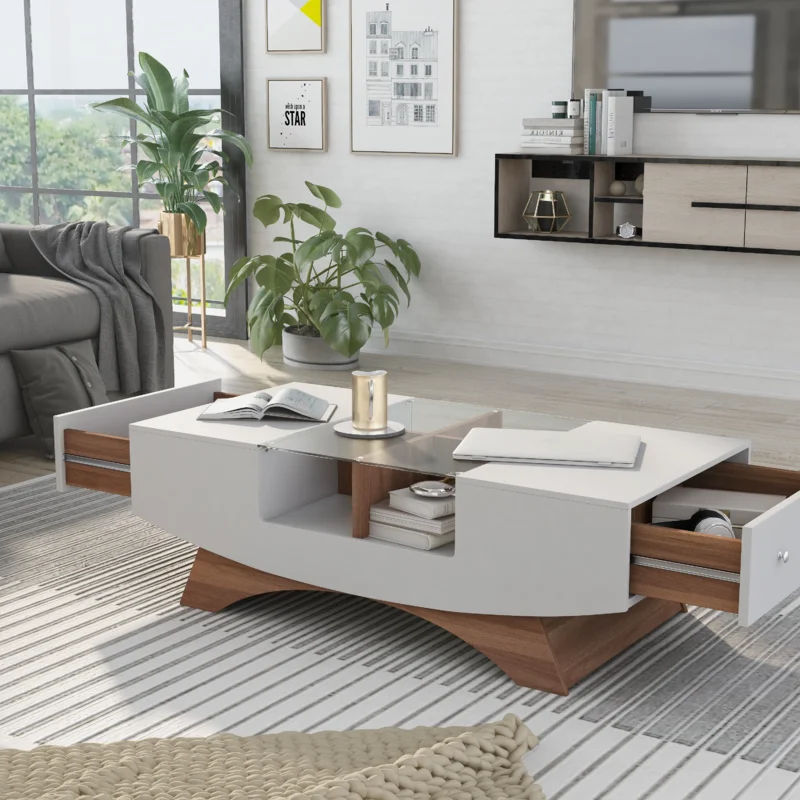 Madilynn Trestle Coffee Table with Storage thumbnail 2