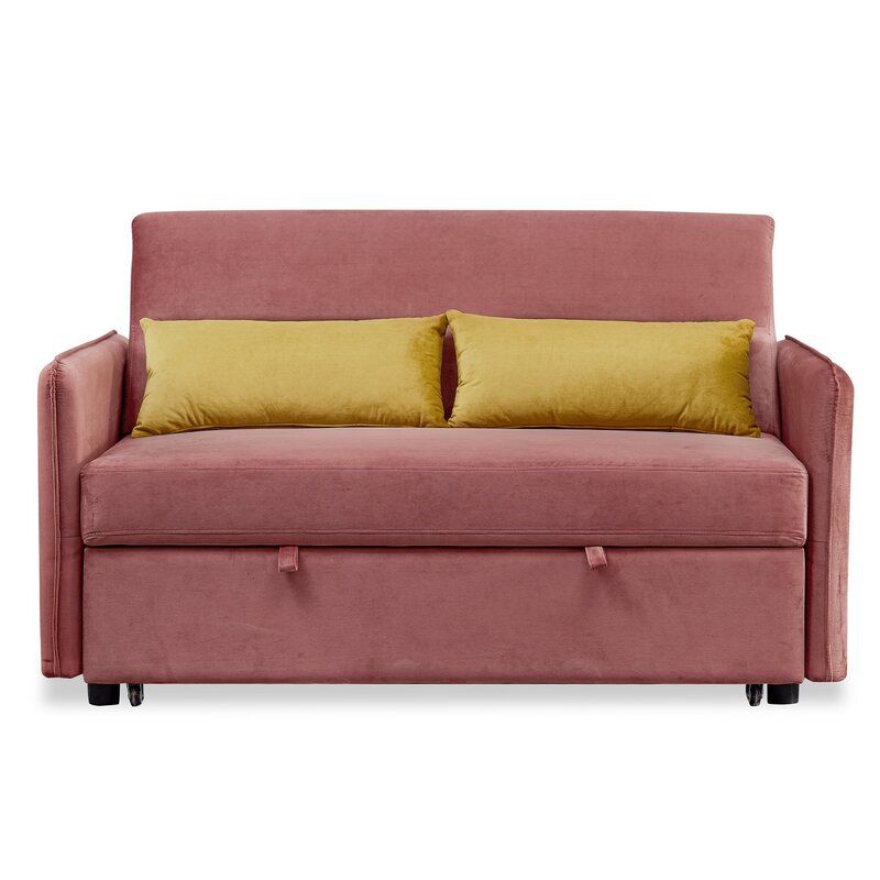 Velvet Round Arm Sofa Bed thumbnail 3