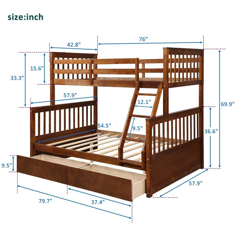 Biskra Twin Over Full Bunk Bed with 2 Drawers thumbnail 3