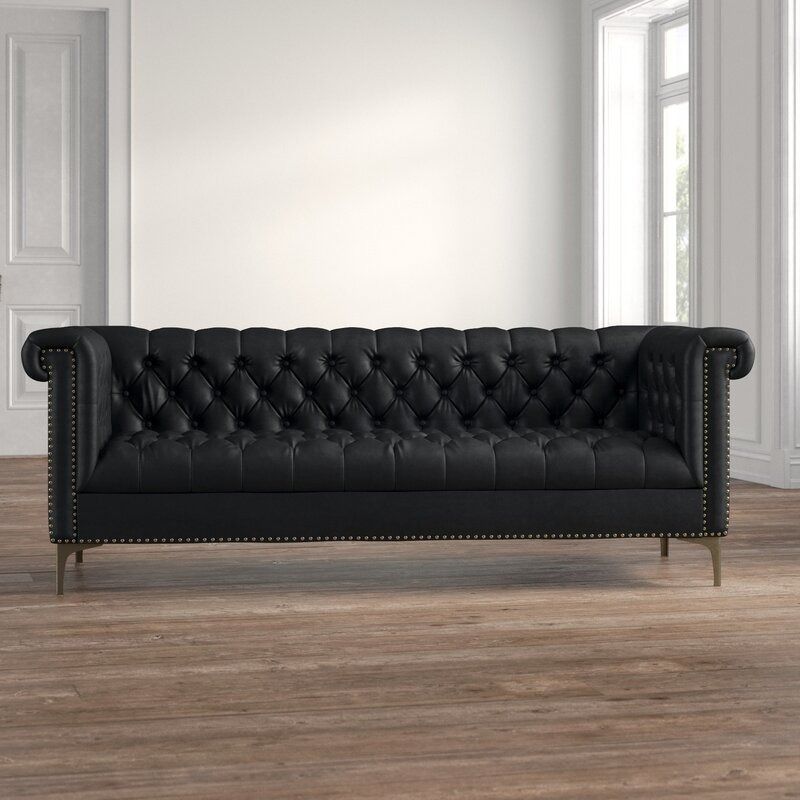 Maloney Wide Faux Leather Rolled Arm Chesterfield Sofa thumbnail 2