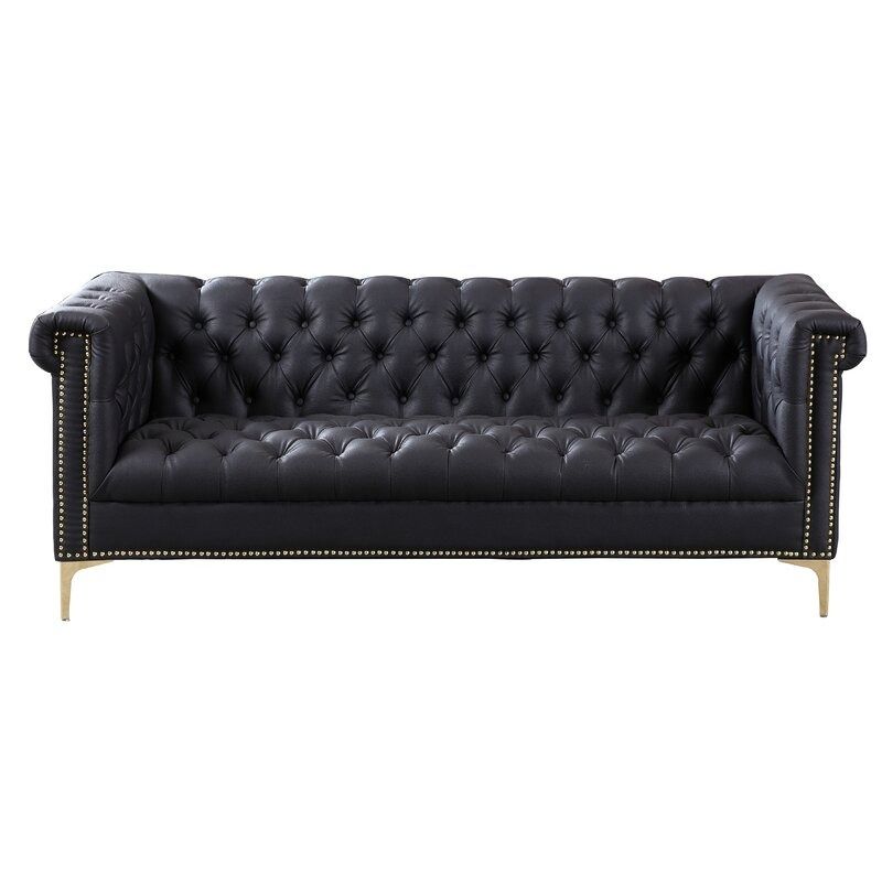 Maloney Wide Faux Leather Rolled Arm Chesterfield Sofa thumbnail 3