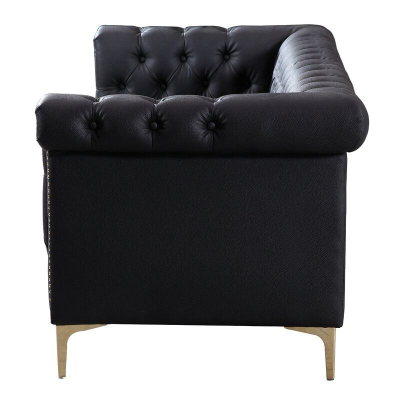 Maloney Wide Faux Leather Rolled Arm Chesterfield Sofa thumbnail 4