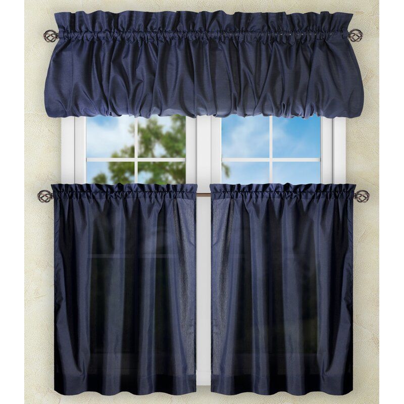 Ellis Solid Color Tailored Cafe Curtain Set of 2 thumbnail 3