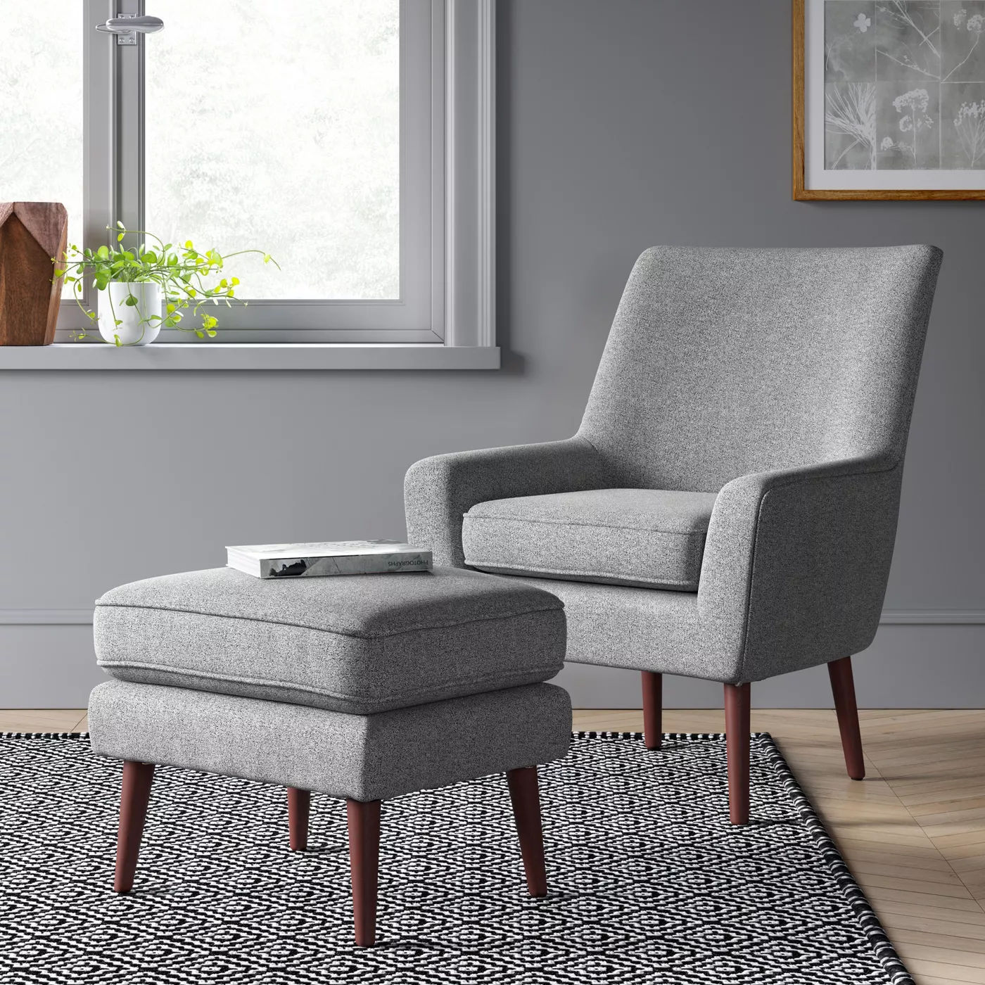 2pc Durell Chair and Ottoman Gray thumbnail 4