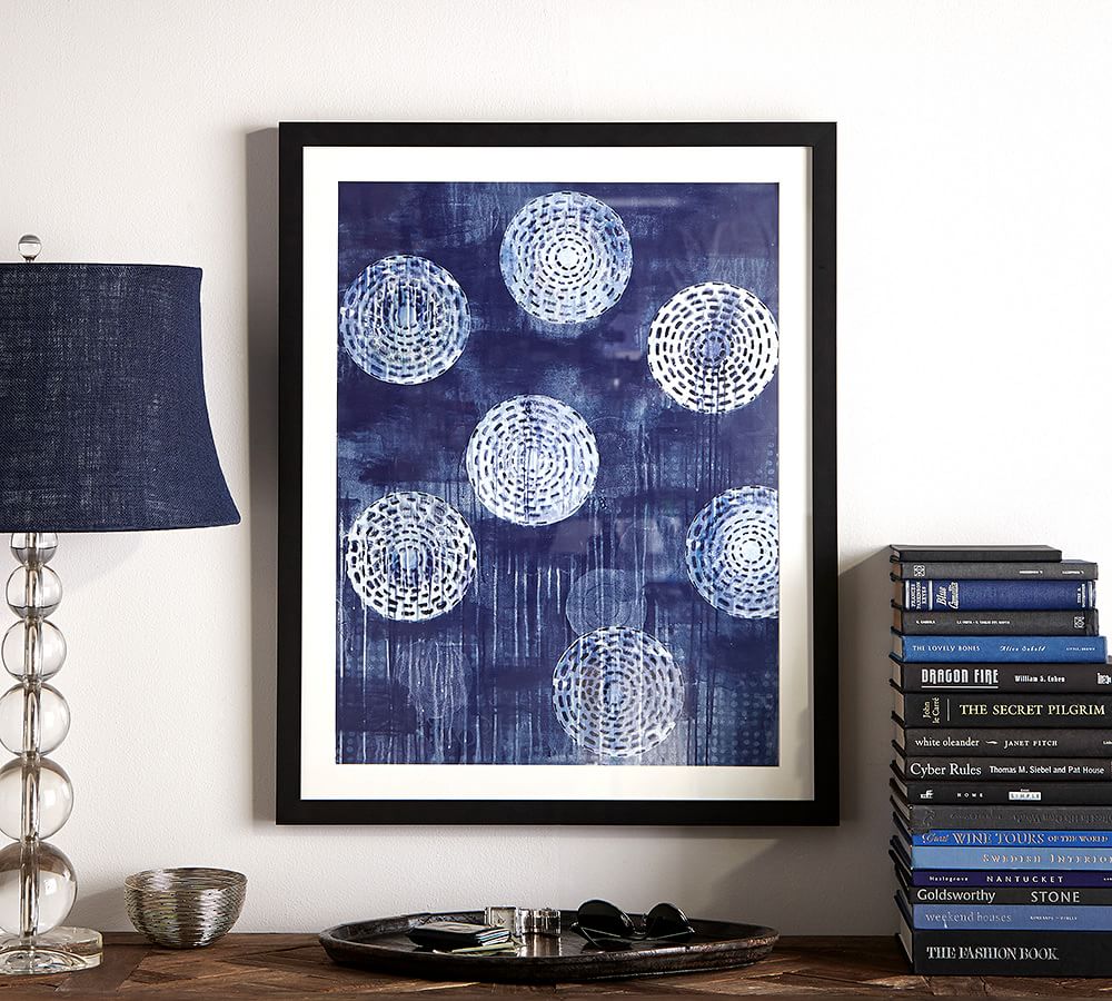 Abstract Indigo Circles Print With Frame thumbnail 2