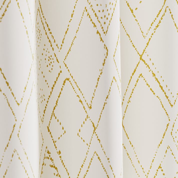 Cotton Canvas Hand-Drawn Diamond Curtains Set of 2 thumbnail 2