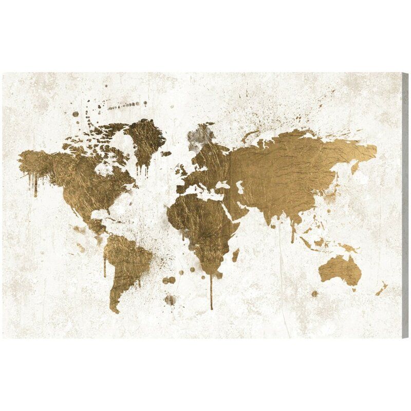 Mapamundi White Gold World Maps Graphic Art Print thumbnail 2