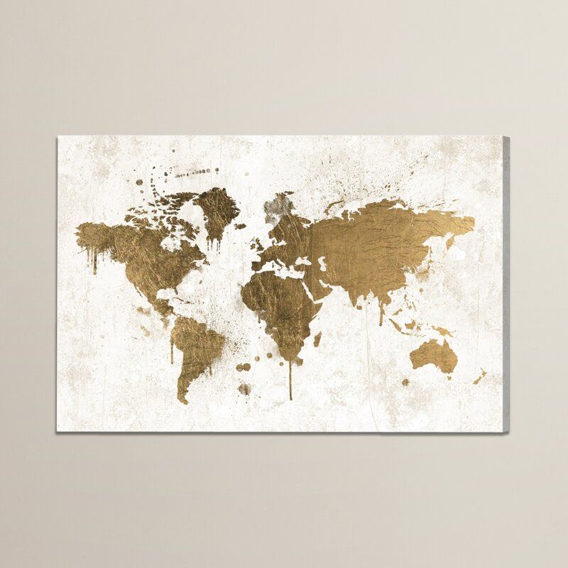 Mapamundi White Gold World Maps Graphic Art Print thumbnail 3