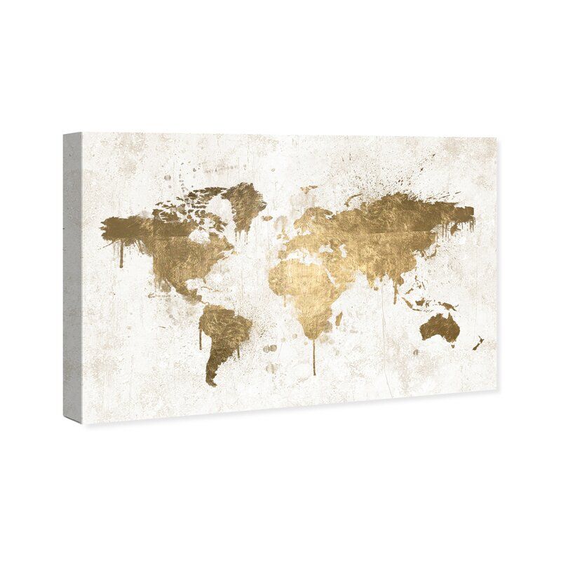 Mapamundi White Gold World Maps Graphic Art Print thumbnail 5