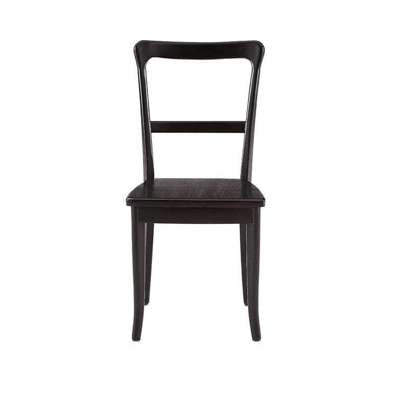 Steve Solid Wood Ladder Back Side Chair in Black thumbnail 2