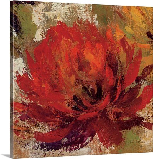 Fiery Dahlias II by Silvia Vassileva Painting Print Unframed thumbnail 2