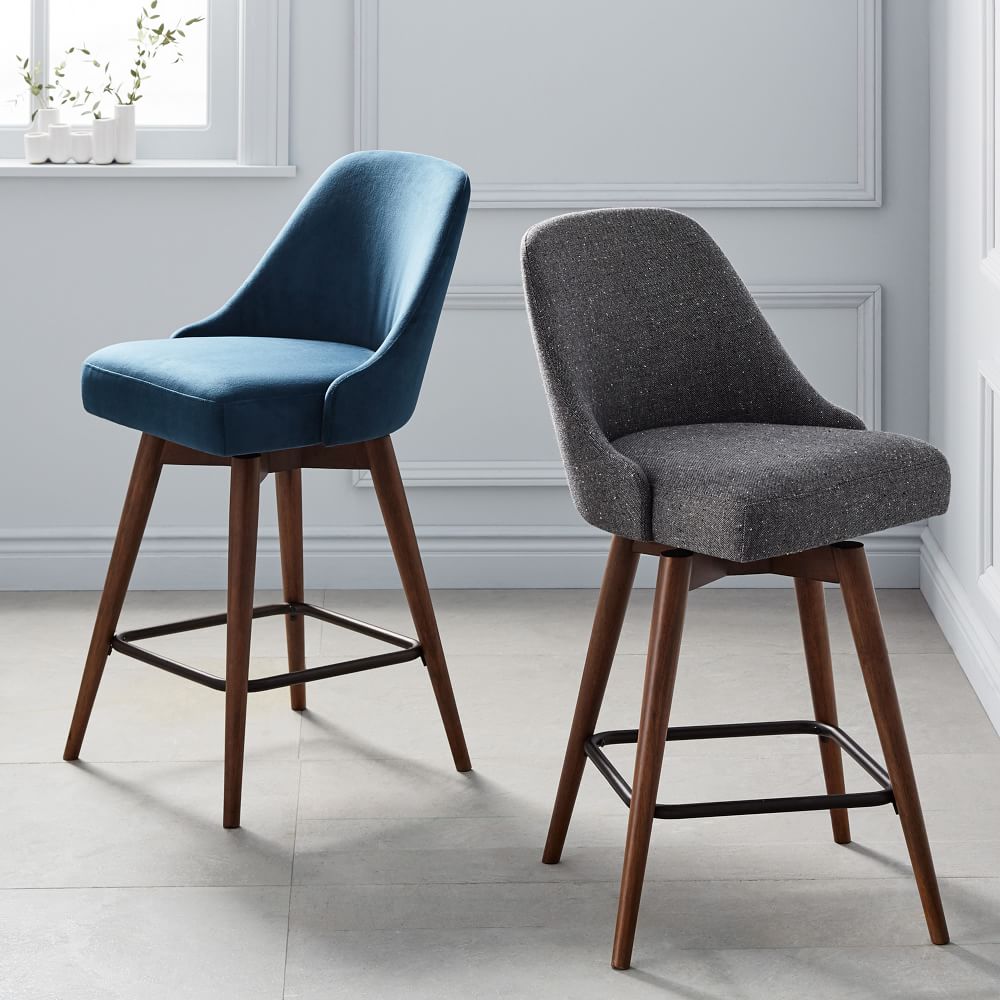 Mid Century Upholstered Swivel Counter Stool thumbnail 4