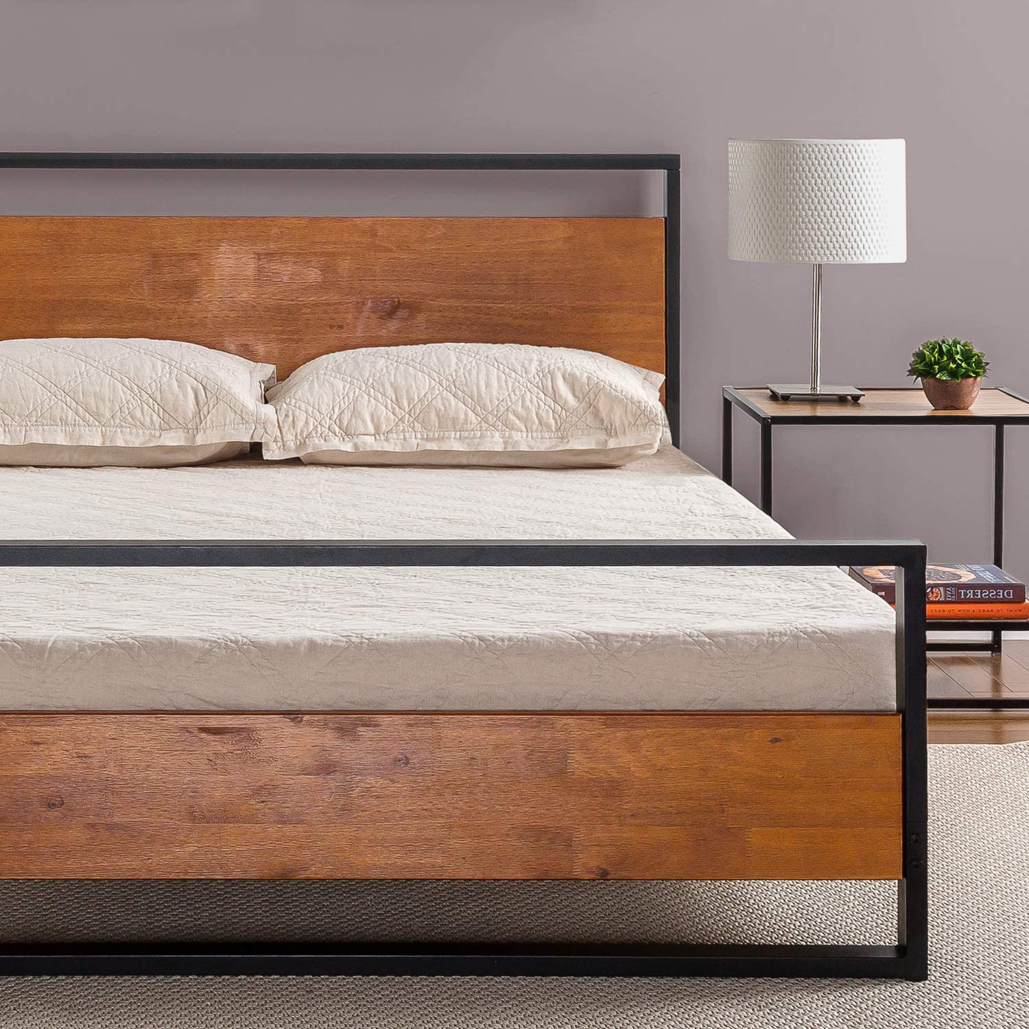 Zinus Suzanne Metal and Wood Platform Bed thumbnail 2