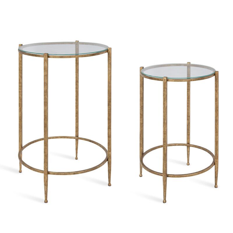 Hamill Metal and Glass 2 Piece Nesting Tables Large thumbnail 3