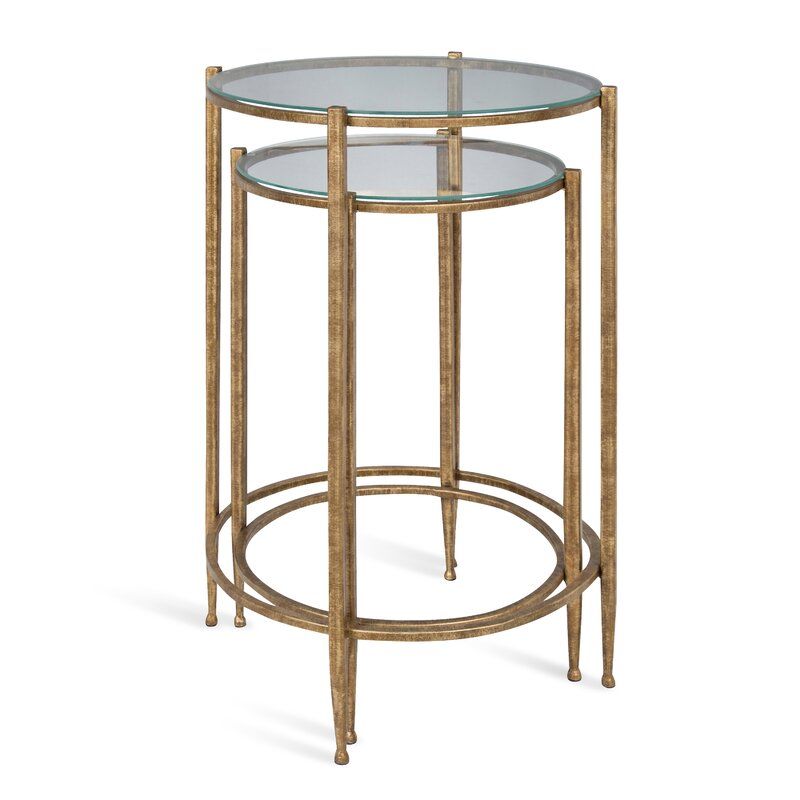Hamill Metal and Glass 2 Piece Nesting Tables Large thumbnail 4