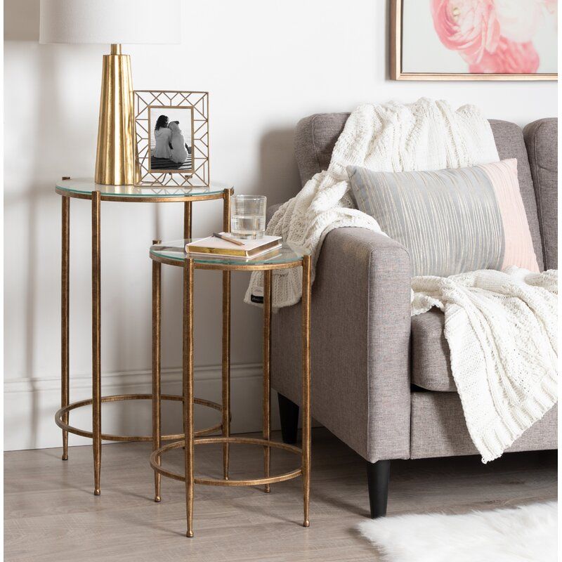 Hamill Metal and Glass 2 Piece Nesting Tables Large thumbnail 5