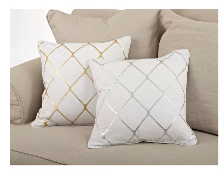 Down Filled Metallic Diamond Design Throw Pillow With Insert-18"x18" thumbnail 3