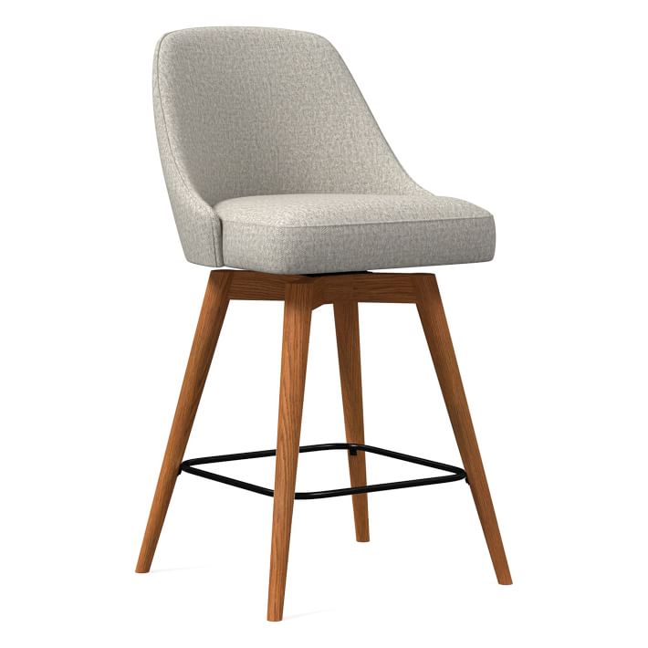 Mid Century Upholstered Swivel Counter Stool thumbnail 3