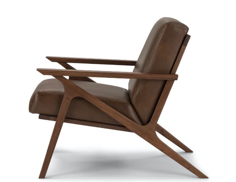 Otio Brown Leather Walnut Lounge Chair thumbnail 3