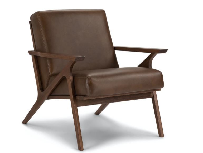 Otio Brown Leather Walnut Lounge Chair thumbnail 4