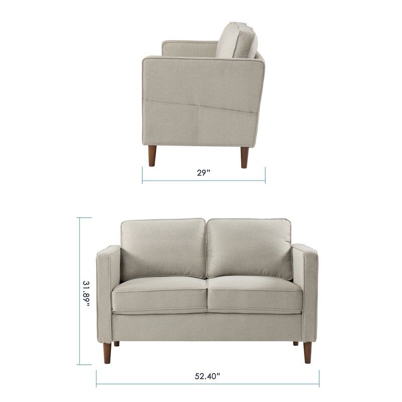 Hana Modern Linen Fabric Loveseat thumbnail 2