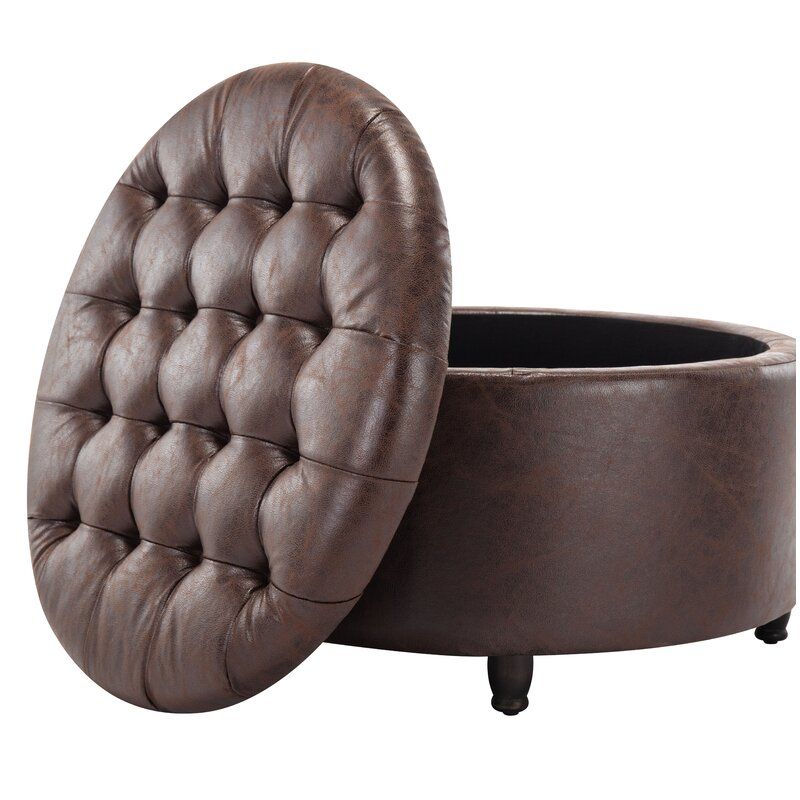 Sanni Round Storage Ottoman thumbnail 3