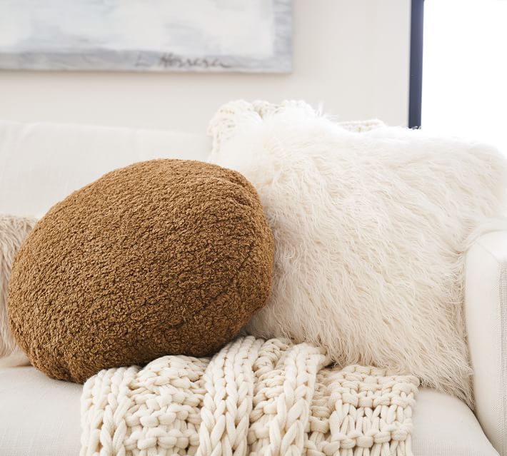 Cozy Teddy Faux Fur Disk Pillow thumbnail 2