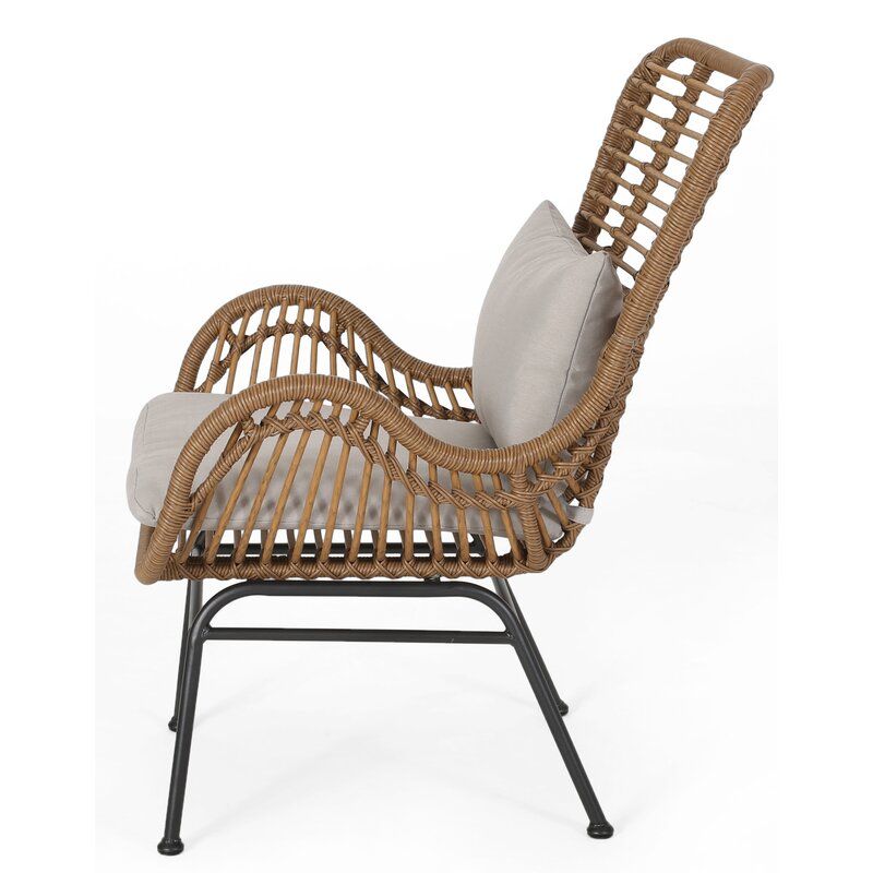 Tapscott Wicker Patio Chair with Cushions Set of 2 thumbnail 2
