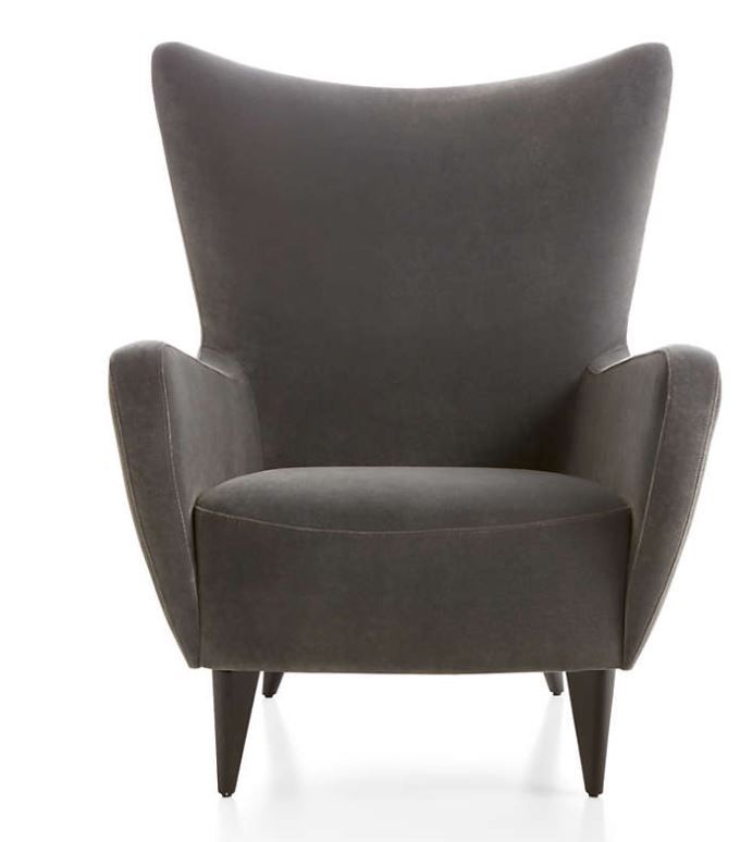 Elsa Grey Velvet Wingback Chair thumbnail 2