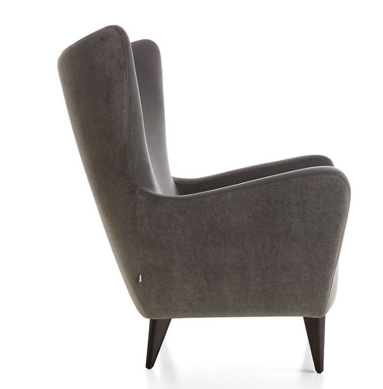 Elsa Grey Velvet Wingback Chair thumbnail 3