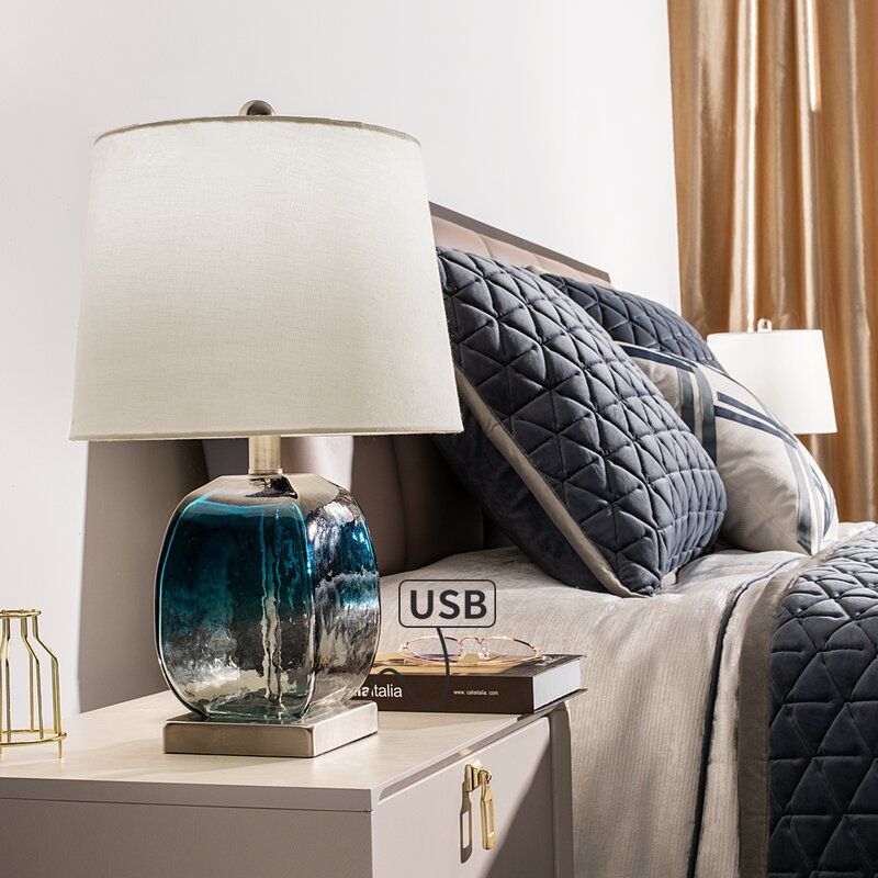 Ainsworth Blue Table Lamp Set with USB thumbnail 2