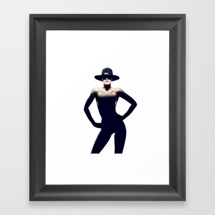 Nude woman with hat Framed Art Print with frame thumbnail 2
