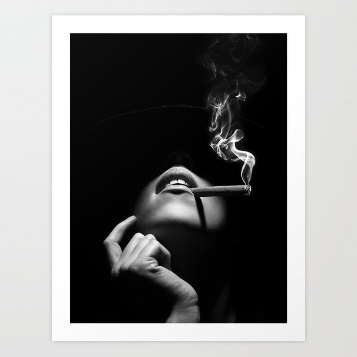 Woman smoking a cigar Art Print Unframed thumbnail 2