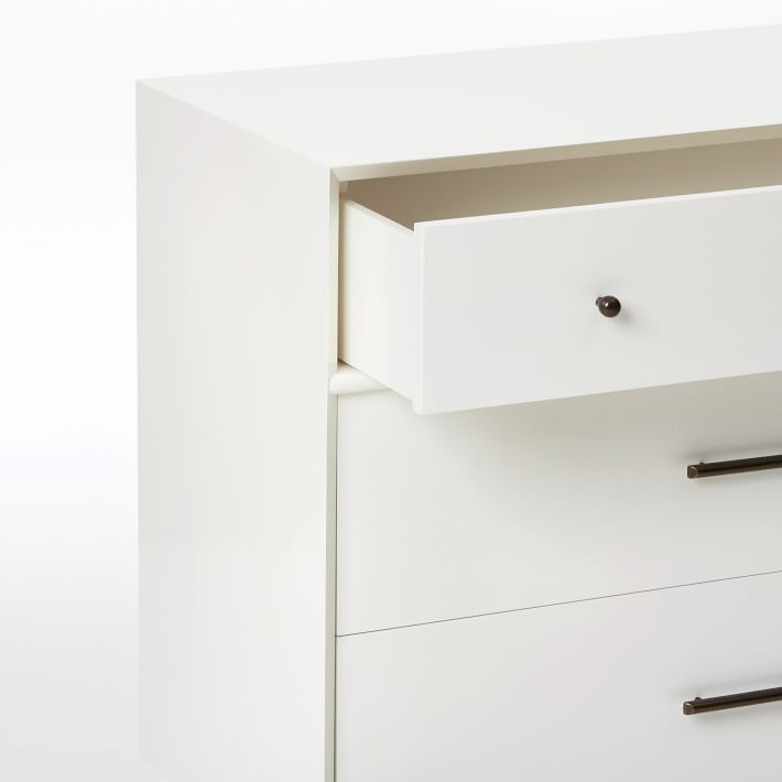 Mid Century 6 Drawer Dresser White thumbnail 2