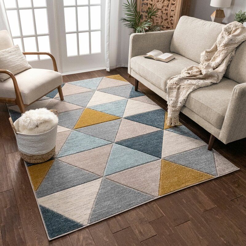 Ruby Geometric Blue Mint Ivory Area Rug-7'10''x9'10'' thumbnail 6