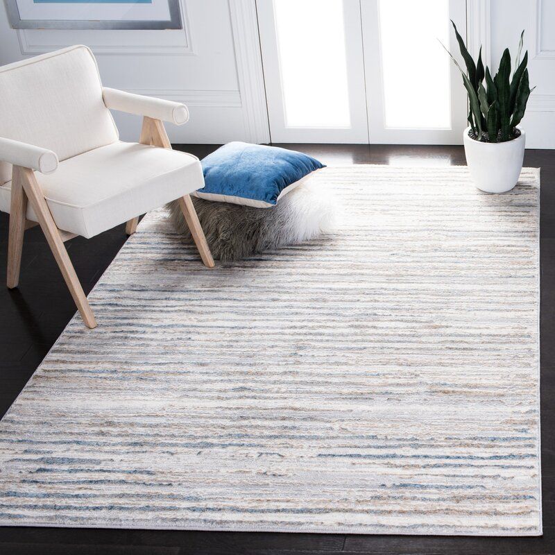 Minkley Striped Gray Blue Brown Area Rug-8'x10' thumbnail 2