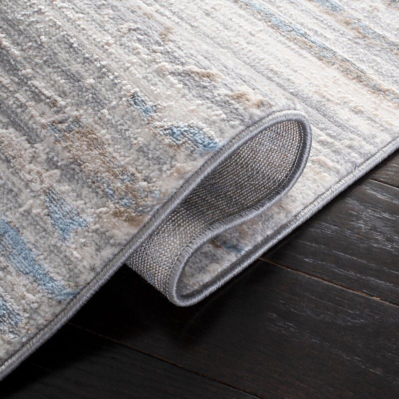 Minkley Striped Gray Blue Brown Area Rug-8'x10' thumbnail 4