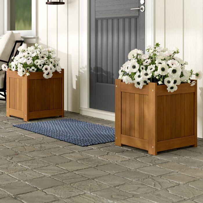 Piece Dark Red Meranti Wood Planter Box thumbnail 2