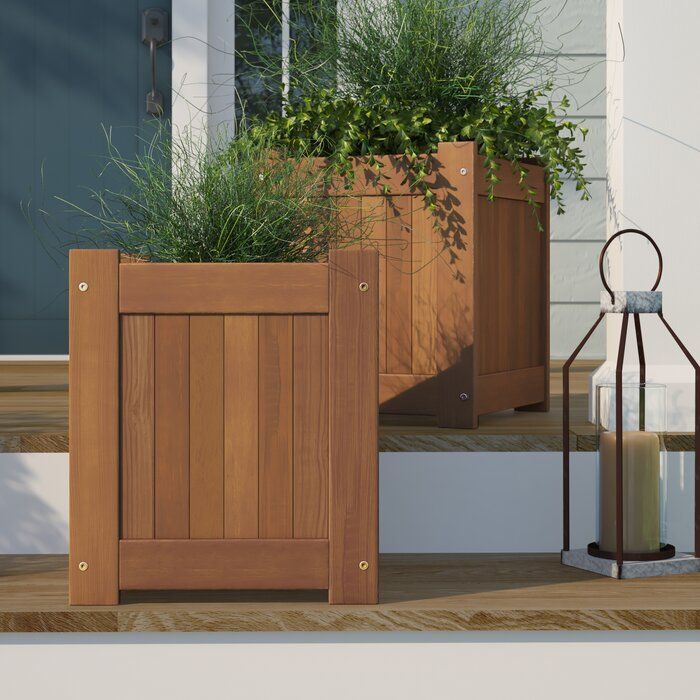 Piece Dark Red Meranti Wood Planter Box thumbnail 3