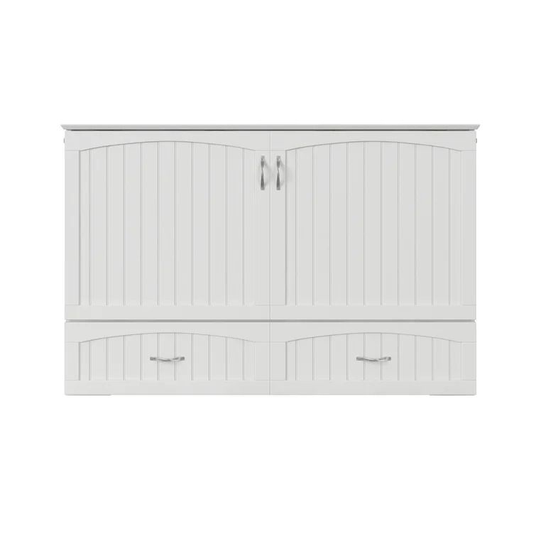 White Emil Storage Murphy Bed with Mattress-Queen thumbnail 3