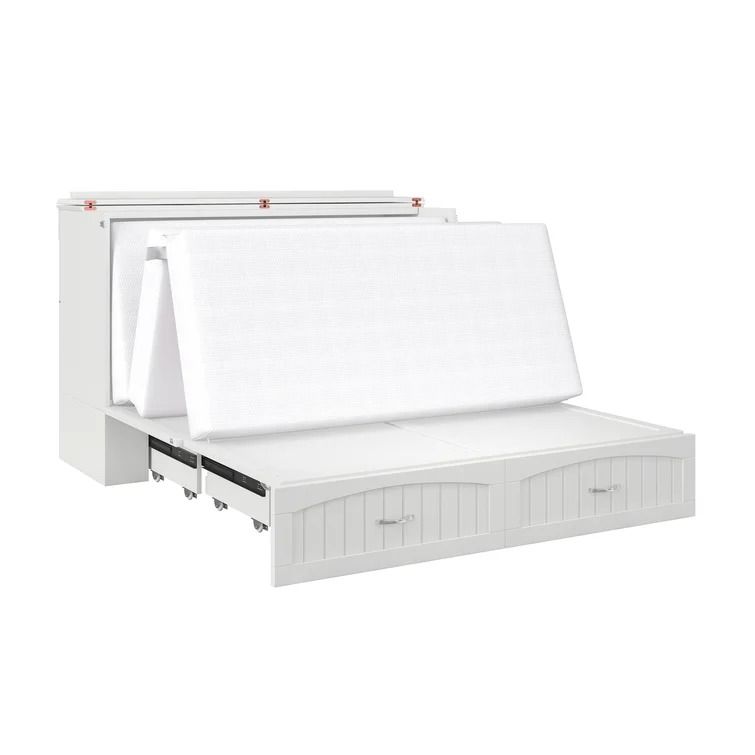 White Emil Storage Murphy Bed with Mattress-Queen thumbnail 4