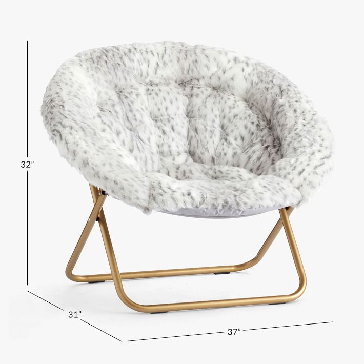 Gray Leopard Faux Fur Round Chair thumbnail 2