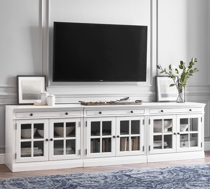 Livingston Media Console with Glass Cabinets (105'') thumbnail 2