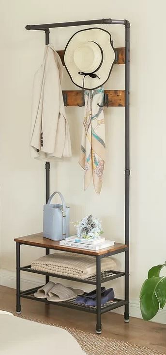 Kuo Hall Tree Bench Shoe Storage thumbnail 4