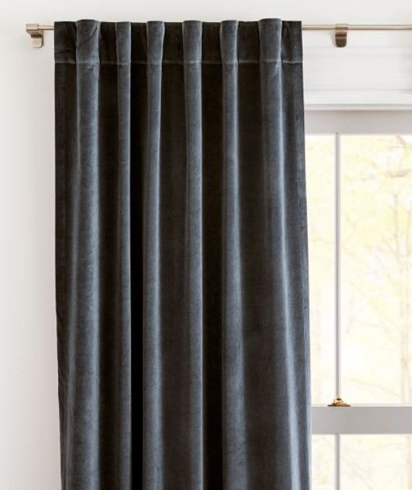 Cotton Velvet Curtain Stormy Blue thumbnail 4