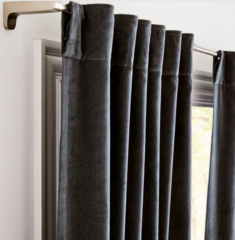 Cotton Velvet Curtain Stormy Blue thumbnail 3