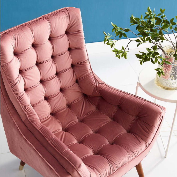 Sutton Velvet Lounge Chair - Dusty Rose thumbnail 5