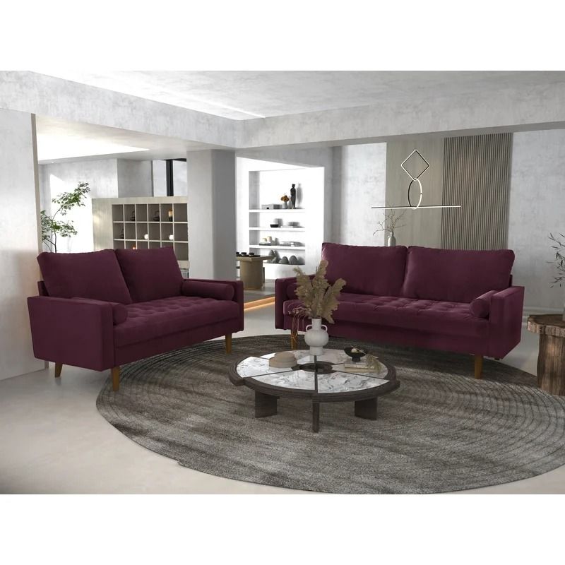 Sellner Wide Velvet Square Arm Sofa thumbnail 2