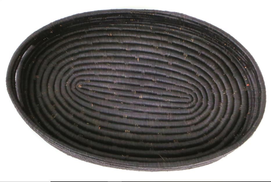 Black Raffia Bread Basket With Handles thumbnail 2