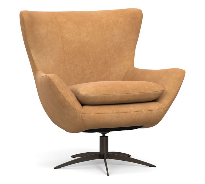 Wells Leather Petite Swivel Armchair thumbnail 3